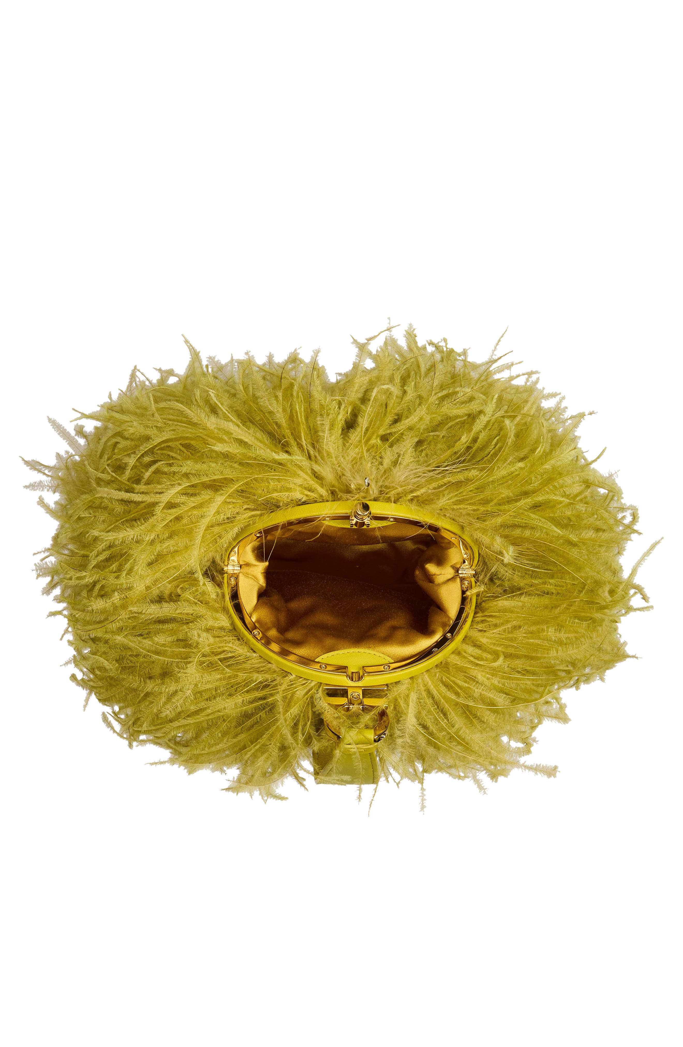 FERRAGAMO Mini Double Gancini Feather Clutch, Alternate, color, 001 Antique Yellow