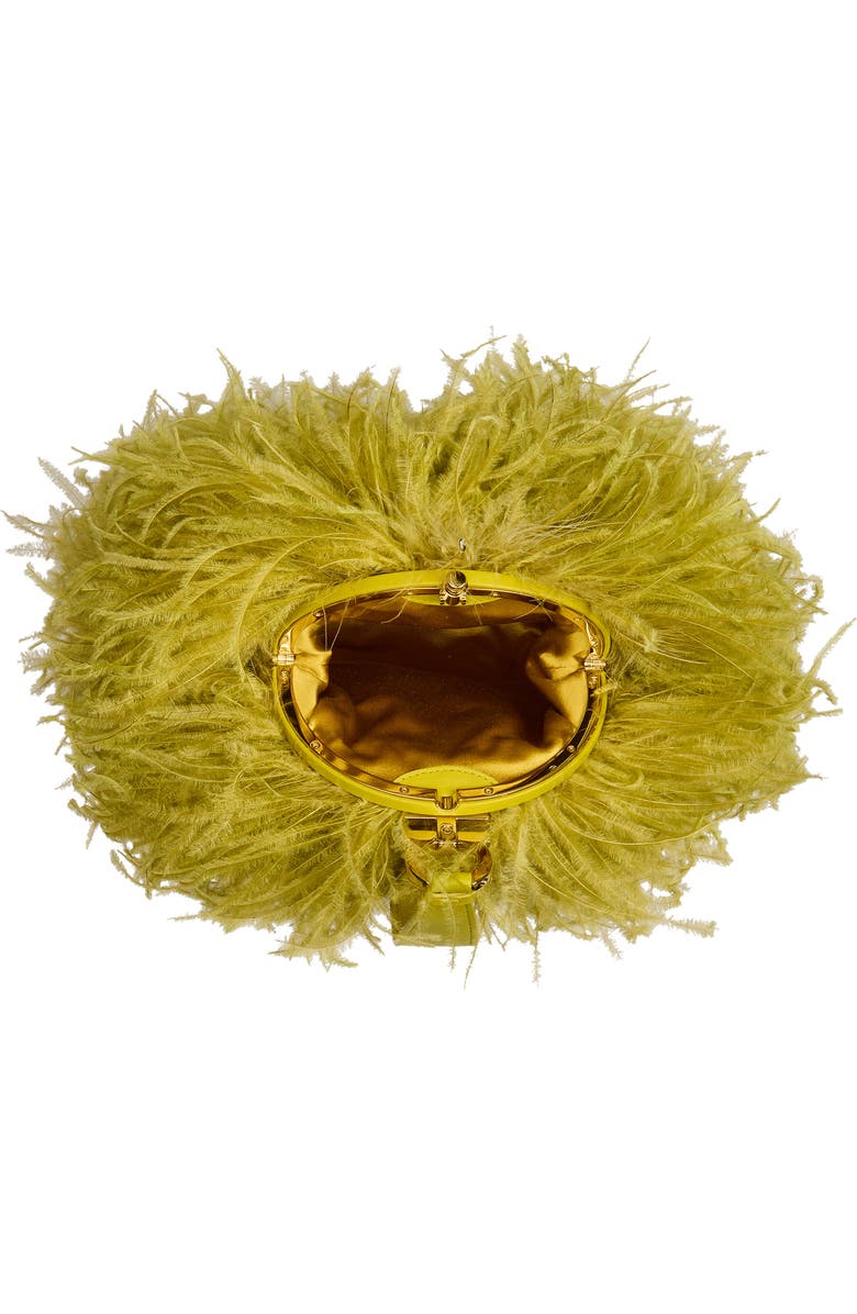 FERRAGAMO Mini Double Gancini Feather Clutch, Alternate, color, 001 Antique Yellow