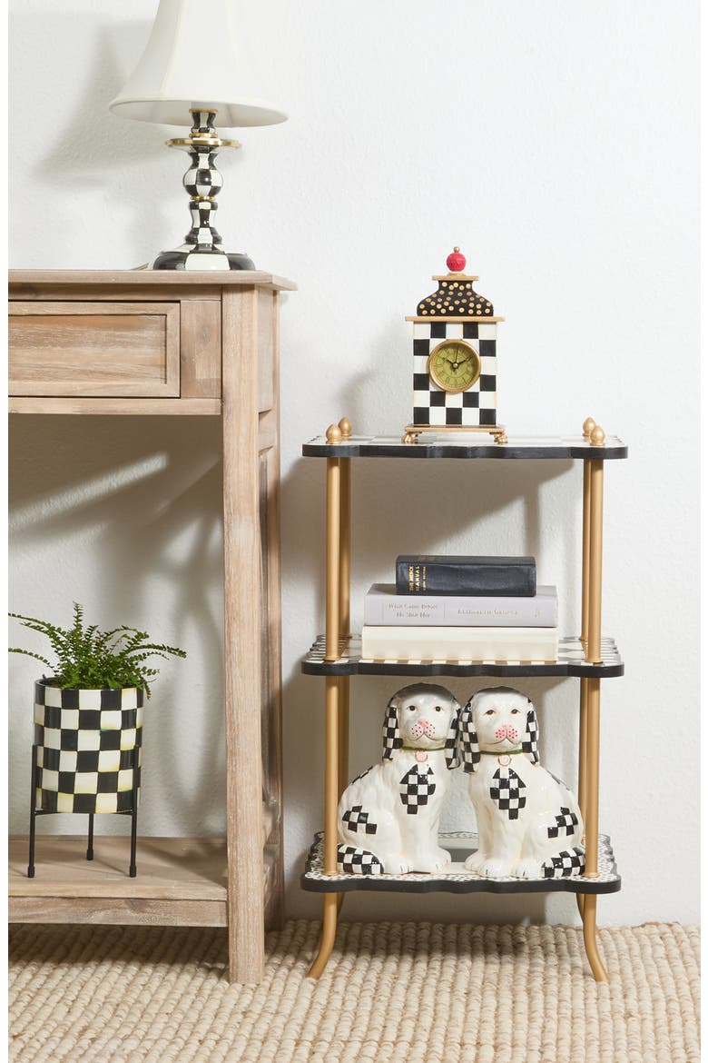 Courtly Check Desk Clock, Alternate, color, BLACK/ WHITE