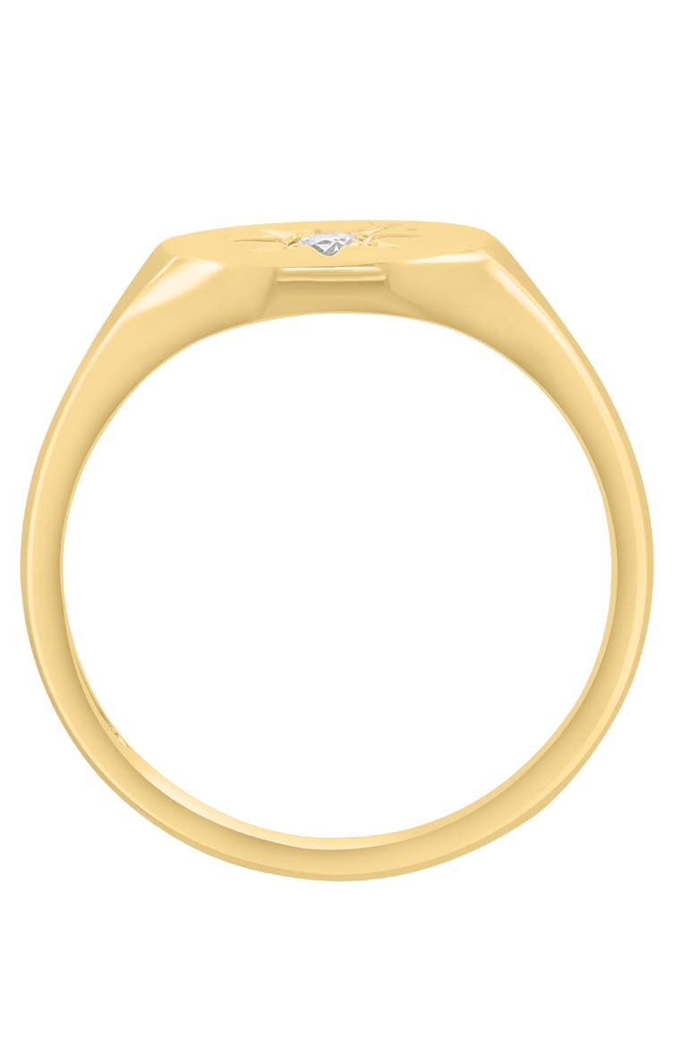 Diamond Starburst Signet Ring in Yellow Gold, Alternate, color, Hematite and FW Blush Pearl