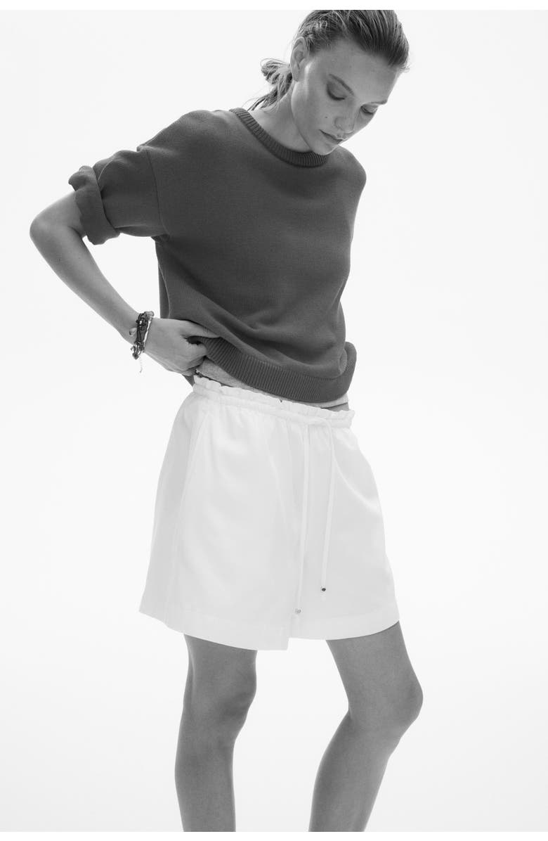 H&M Denim Drawstring Shorts, Alternate, color, White