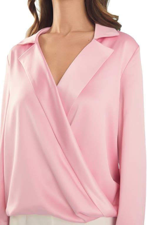 Endless Rose Satin Wrap Shirt In Baby Pink