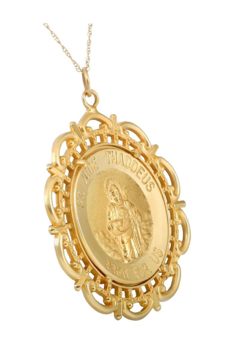 Bliss Diamond 14k Gold St. Jude Thaddeus Medal Pendant 1.5" Tall 7.5 Grams, Alternate, color, 
