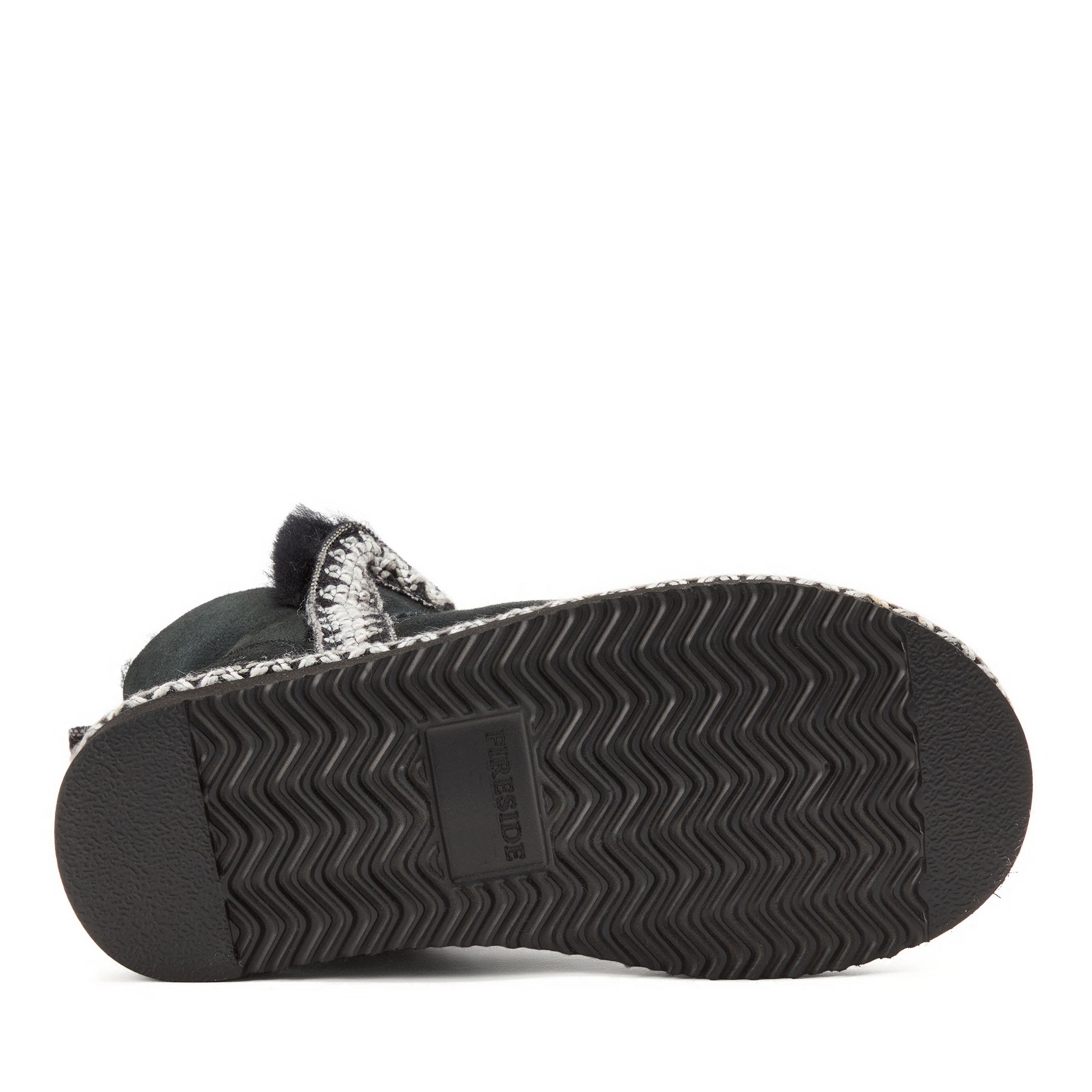 DEARFOAMS Fireside Perth Genuine Shearling Fold Down Bootie with Embroidery, Alternate, color, Black