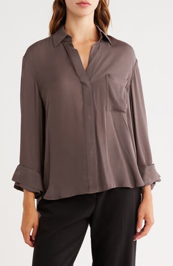 Twp New Morning After Silk Button-up Shirt In Brown