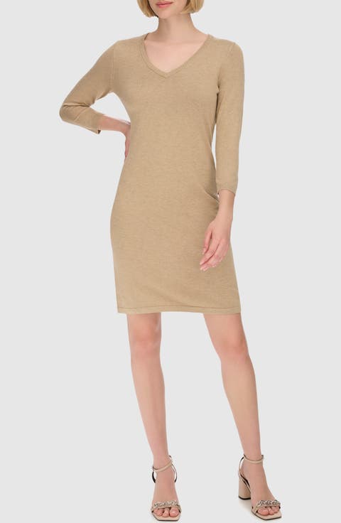 V-Neck Sweater Dress