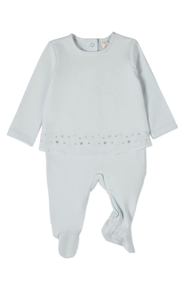 MiniMoi Small Dots Rich Double Layer Footie, Main, color, Cloud Blue