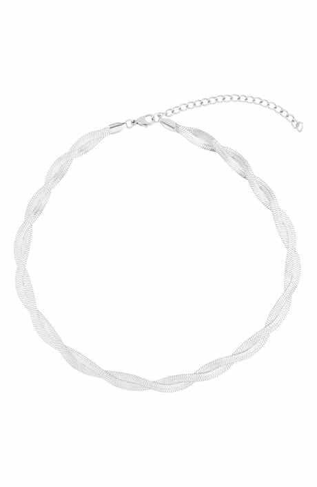 Adornia Braided Herringbone Chain Necklace