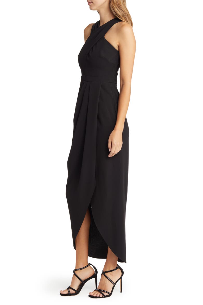 Halter Neck Midi Dress, Alternate, color, BLACK