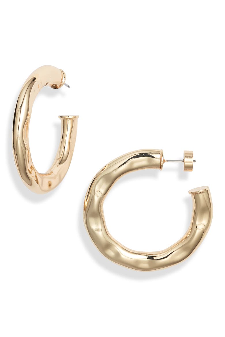 Hammered Hoop Earrings, Main, color, GOLD