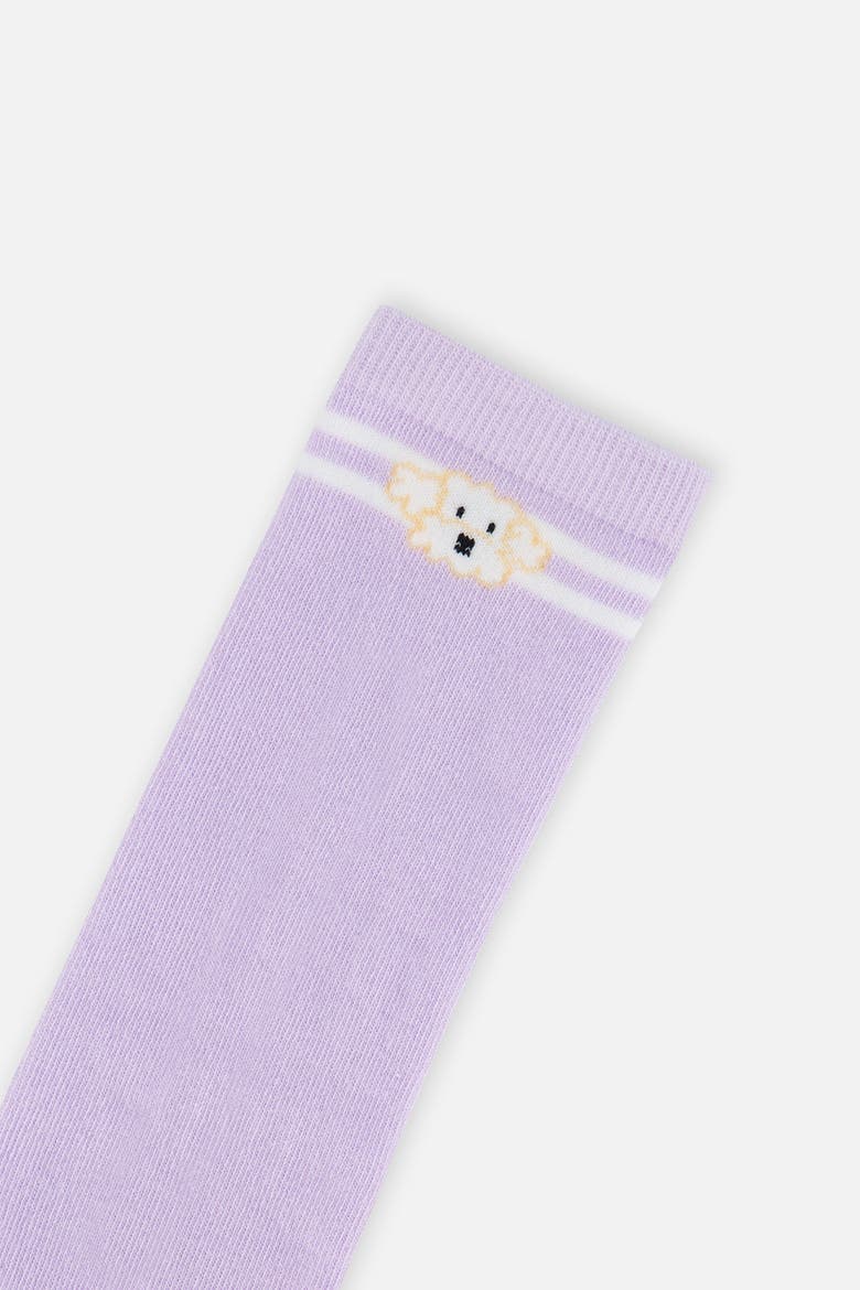 Three Pair Poodle Polka Dot Check Socks, Alternate, color, Lavender, Pink, and White