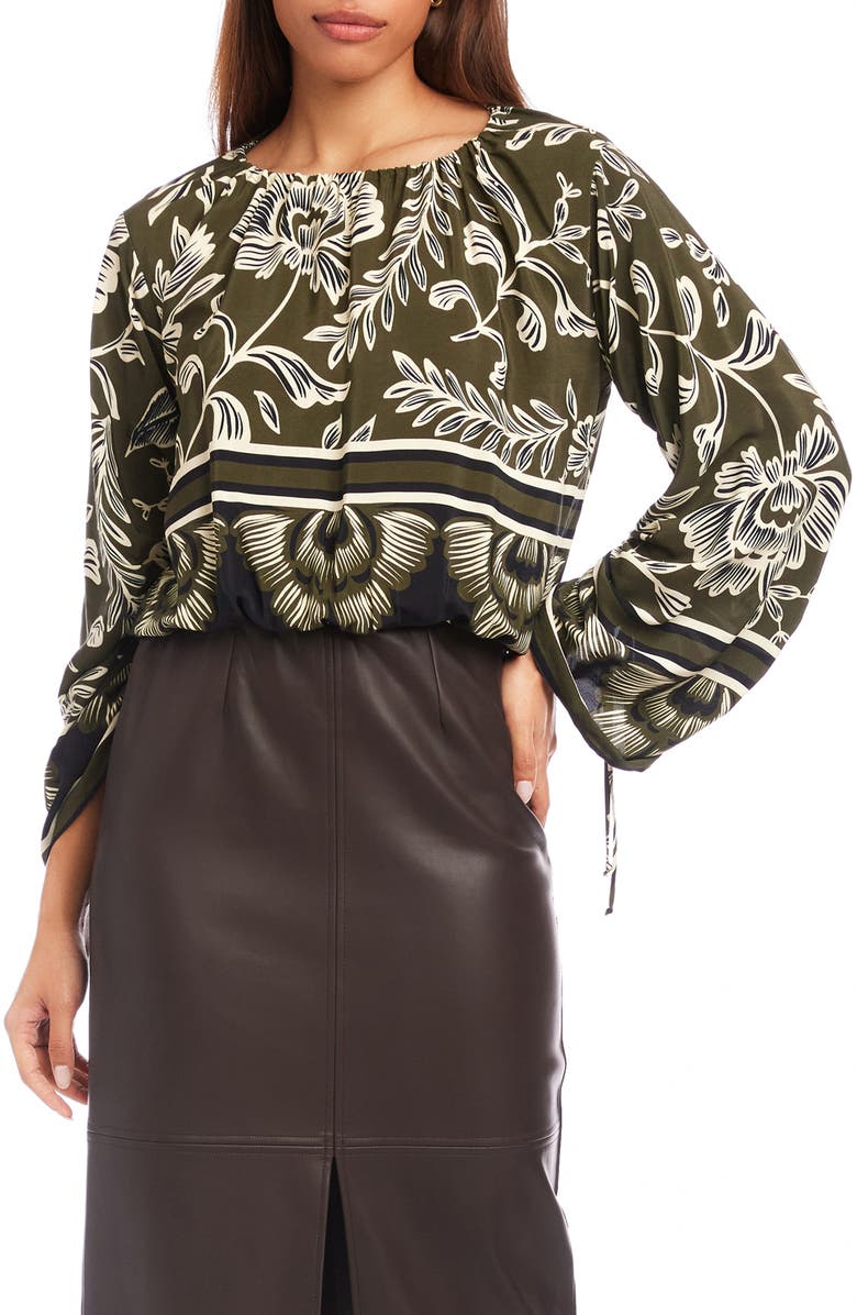 FIFTEEN TWENTY Serafina Floral Print Tie Sleeve Top, Main, color, Print