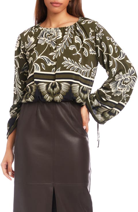 Serafina Floral Print Tie Sleeve Top