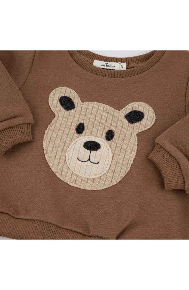 Oh baby! Brand Teddy Bear Face Applique Brooklyn Boxy- Infant, Alternate, color, Chocolate