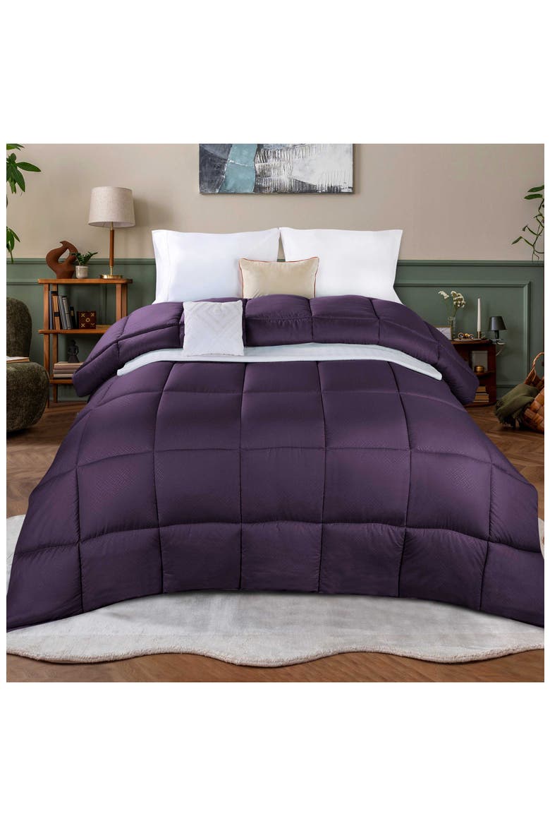 Reversible Down Alternative Comforter, Alternate, color, PLUM
