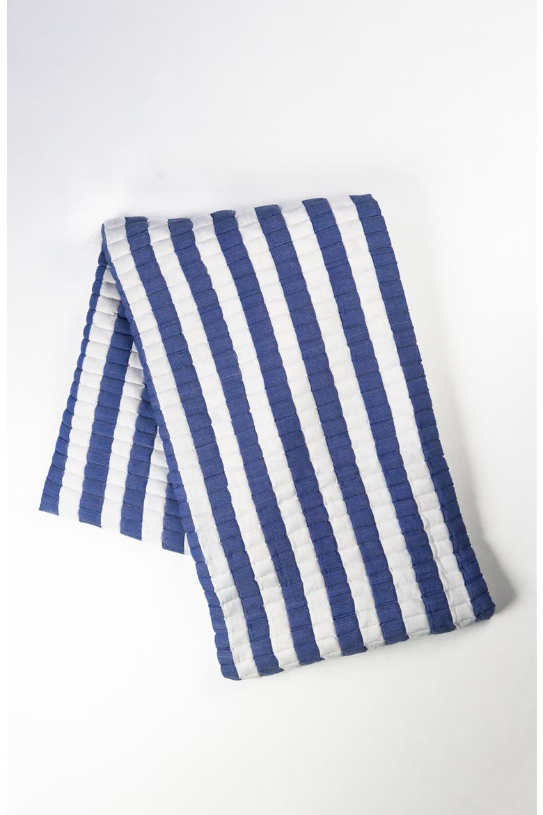 Quilted Sujani Striped Throw Blanket, Main, color, Blue