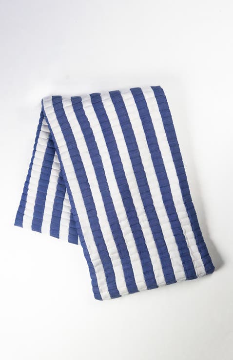 Quilted Sujani Striped Throw Blanket