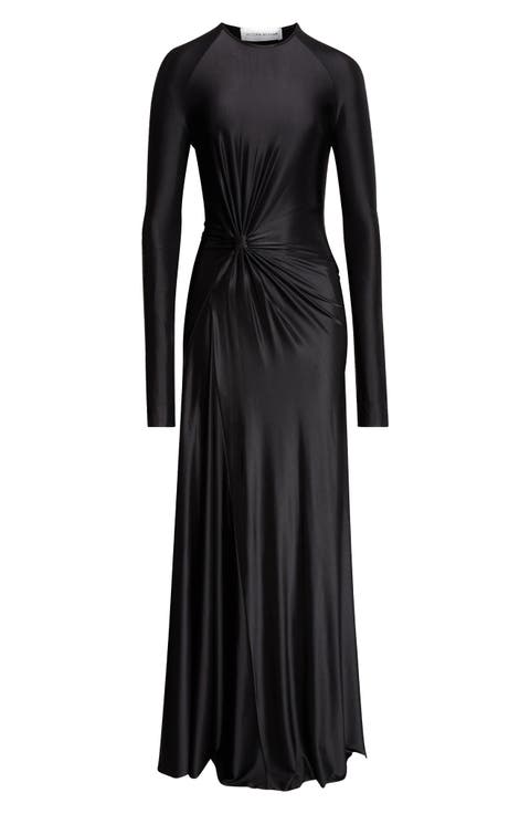 Twist Waist Long Sleeve Jersey Gown