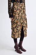Dries Van Noten Sersy Floral Jacquard Cargo Midi Skirt