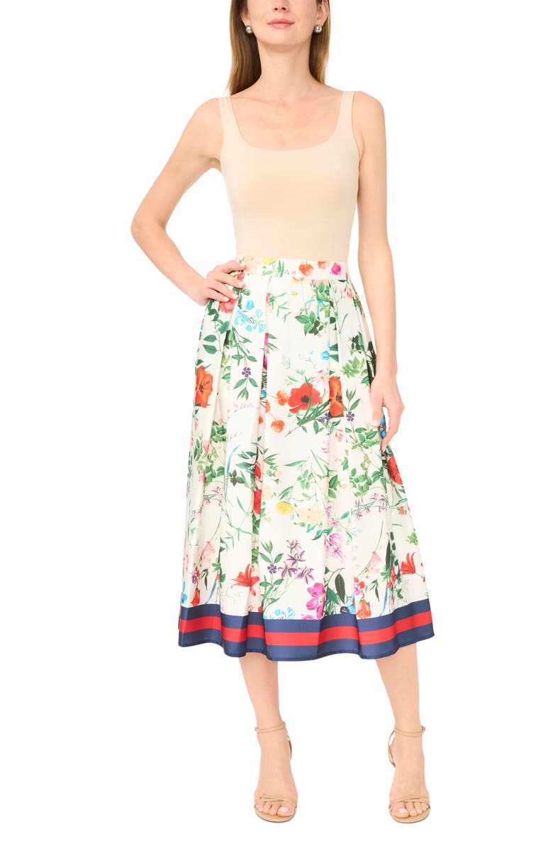 Halogen<sup>®</sup> Border Print Midi Skirt, Alternate, color, White/ Pink Multi