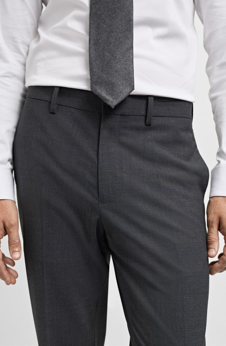 MANGO Prince of Wales Check Super Slim Fit Stretch Pants, Alternate, color, Medium Heather Grey