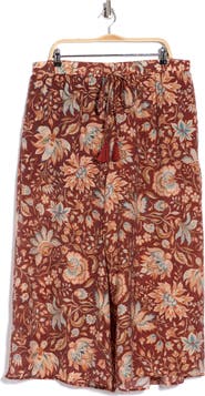 Vince Camuto Floral Drawstring Waist Crop Wide Leg Pants