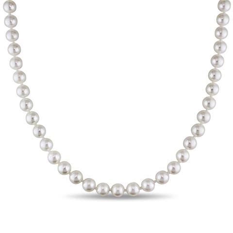 Cultured Akoya Pearl Necklace 14K Beaded Clasp