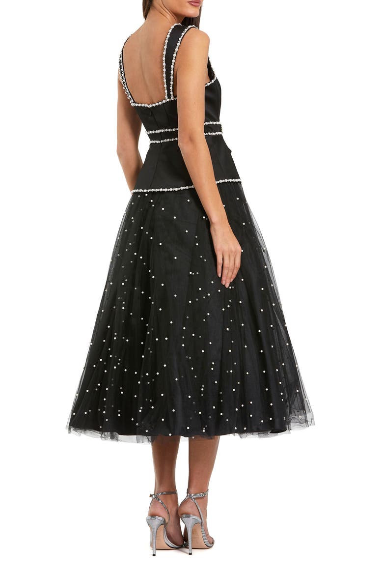 Sleeveless Embellished Crepe And Tulle Midi Dress, Alternate, color, Black Ivory