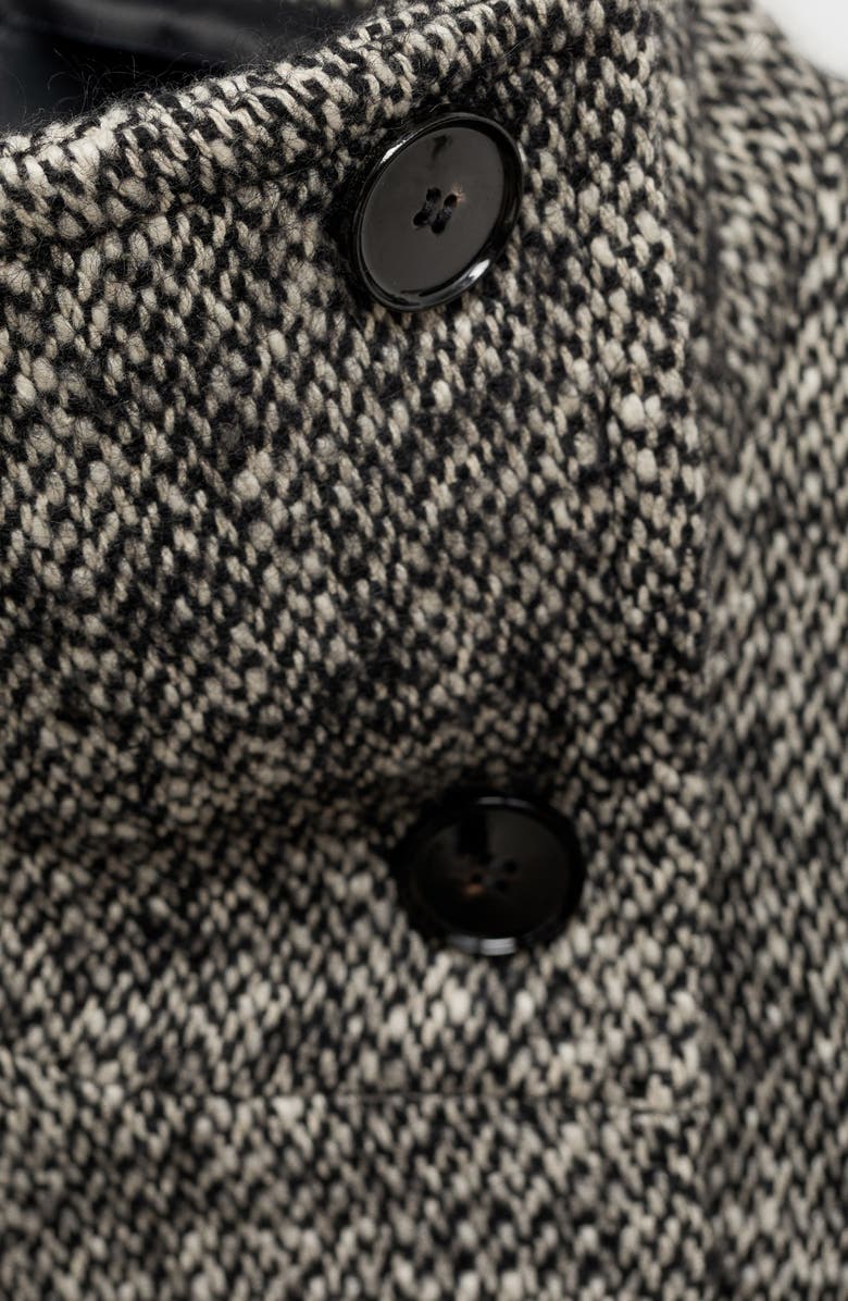 MANGO Double Breasted Marled Knit Coat, Alternate, color, Black