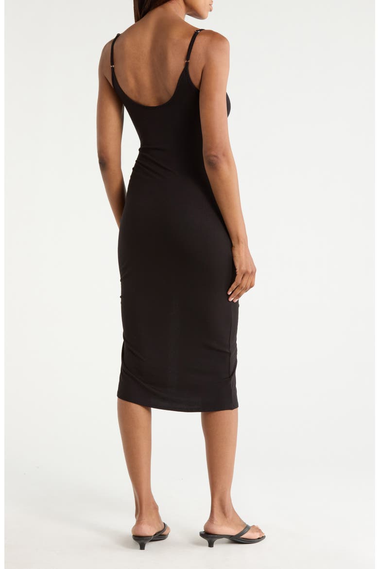 Strappy Cinch Side Midi Dress, Alternate, color, BLACK