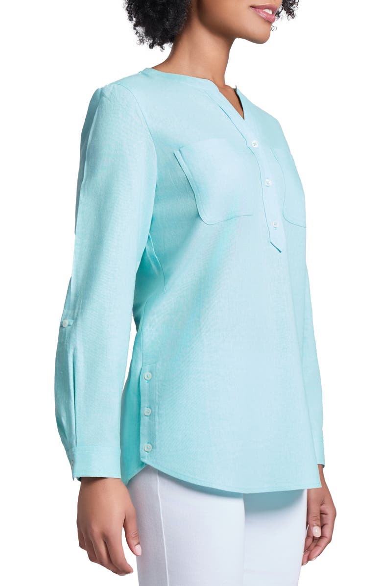 Jones New York Roll Cuff Linen Blend Tunic, Alternate, color, 