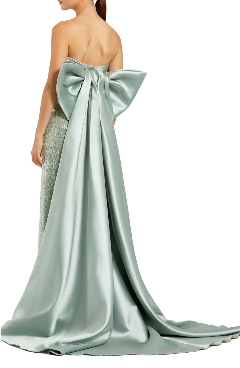Mac Duggal Strapless Embellished Gown With Back Bow Detail, Alternate, color, Sage