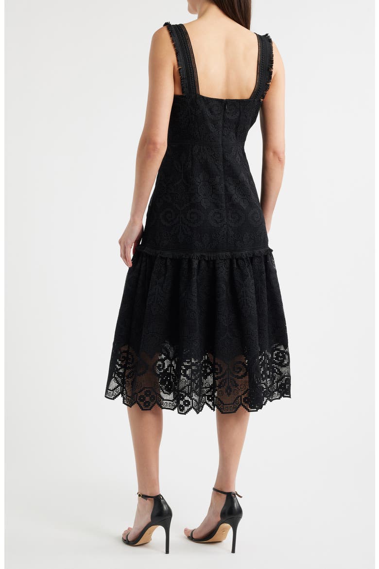 Mona Lace Fit & Flare Midi Dress, Alternate, color, BLACK