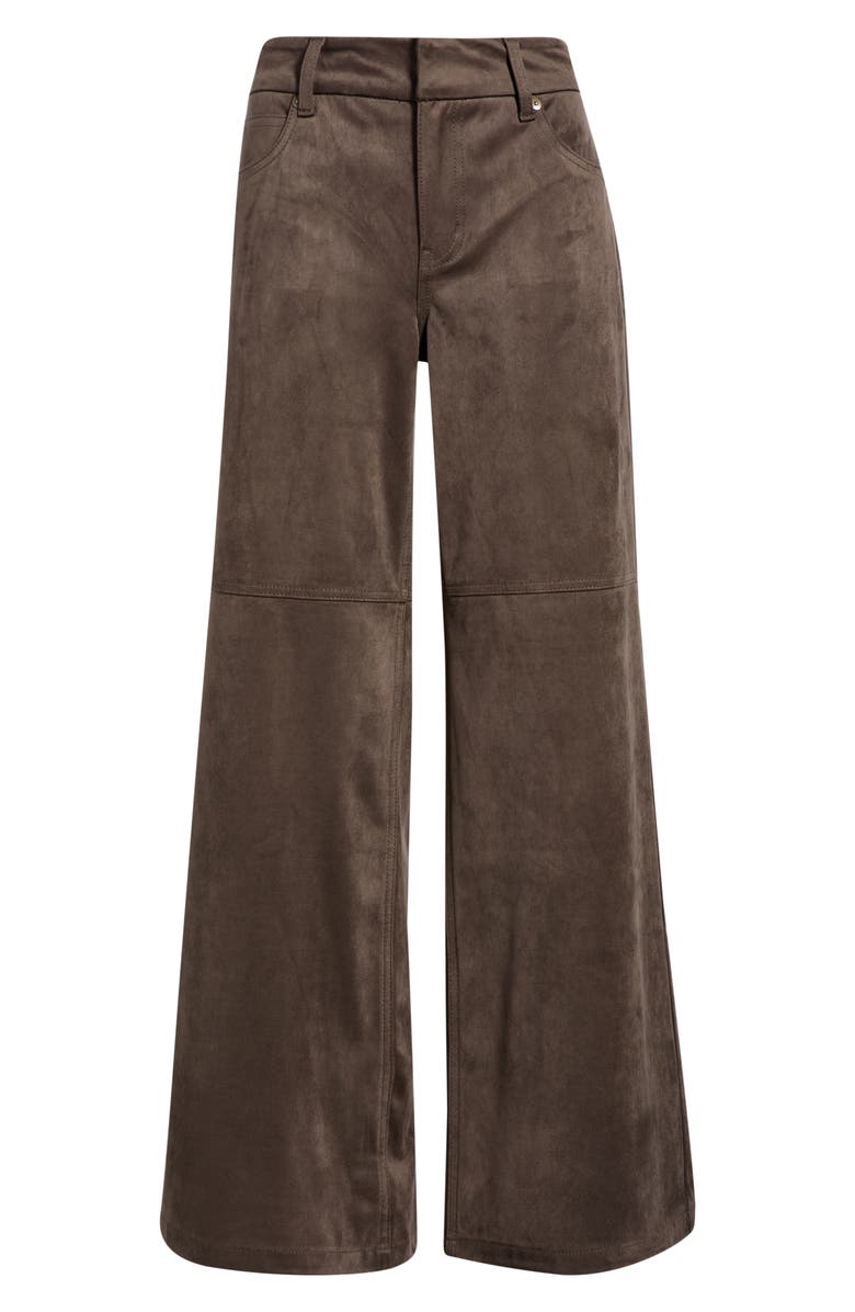 CITY BLUES High Waist Wide Leg Faux Suede Jeans, Alternate, color, Coffee