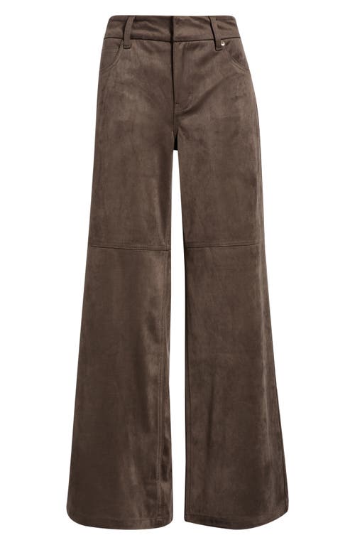 City Blues High Waist Wide Leg Faux Suede Jeans In Brown