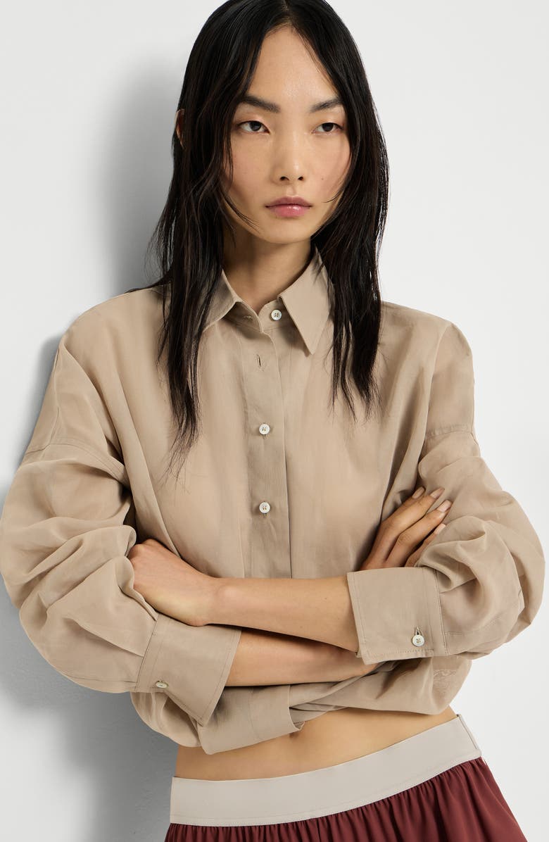 Brunello Cucinelli Organza shirt, Alternate, color, Beige