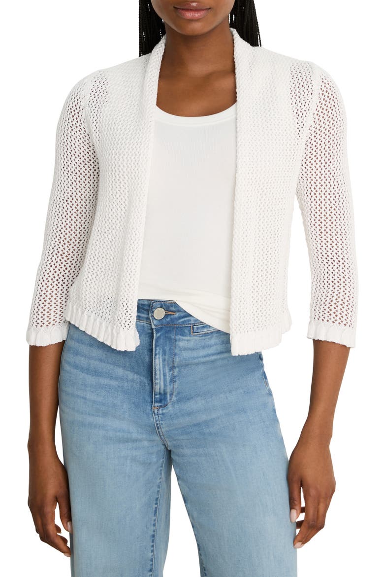 Openwork Knit Mesh Ruffle Trim Cardigan (Women) | Nordstrom