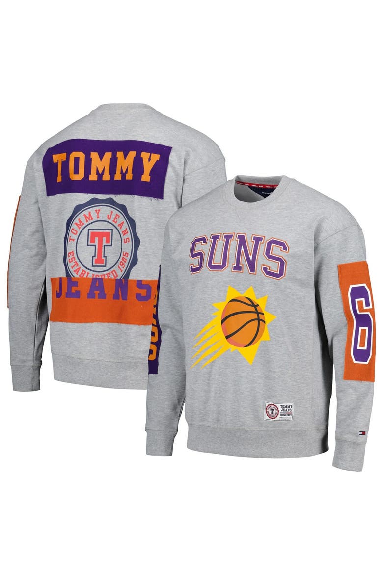 Men's Tommy Jeans Heather Gray Phoenix Suns Hayes Crew Neck Pullover Sweatshirt, Main, color, Heather Gray