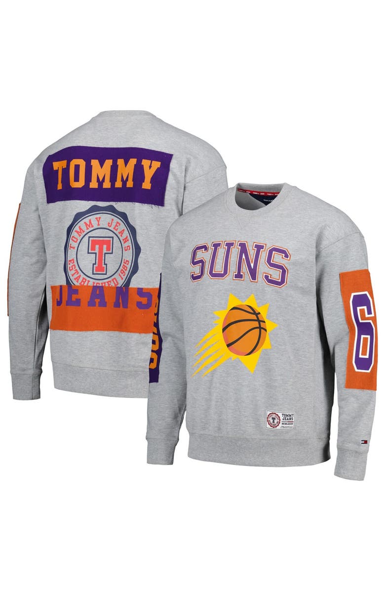 TOMMY JEANS Men's Tommy Jeans Heather Gray Phoenix Suns Hayes Crew Neck Pullover Sweatshirt, Main, color, Heather Gray