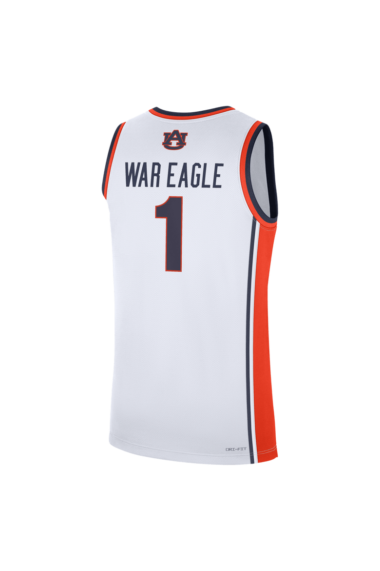 Men's Nike White Auburn Tigers #1 Home War Eagle Replica Basketball Jersey, Alternate, color, White