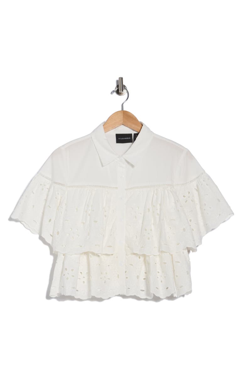 Forgotten Grace Cotton Eyelet Button-Up Shirt, Alternate, color, White