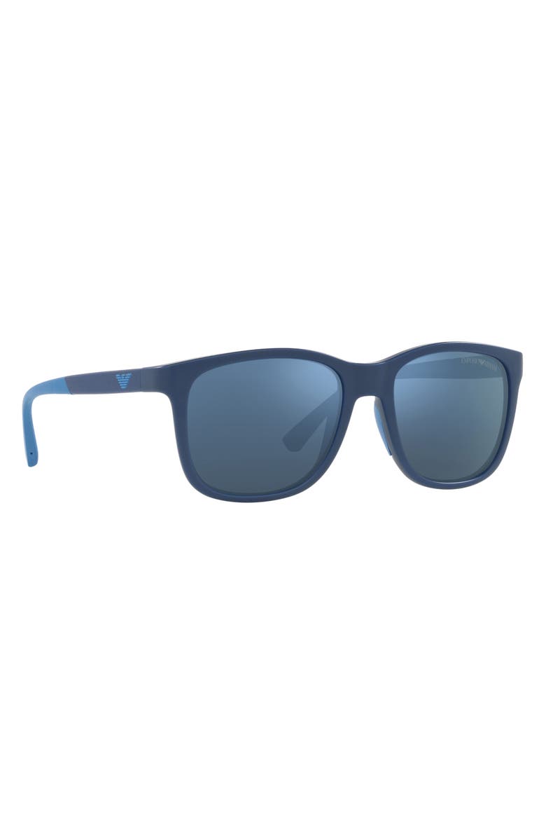 Emporio Armani 49mm Pillow Sunglasses, Alternate, color, Blue / Dark Blue Mirror Blue