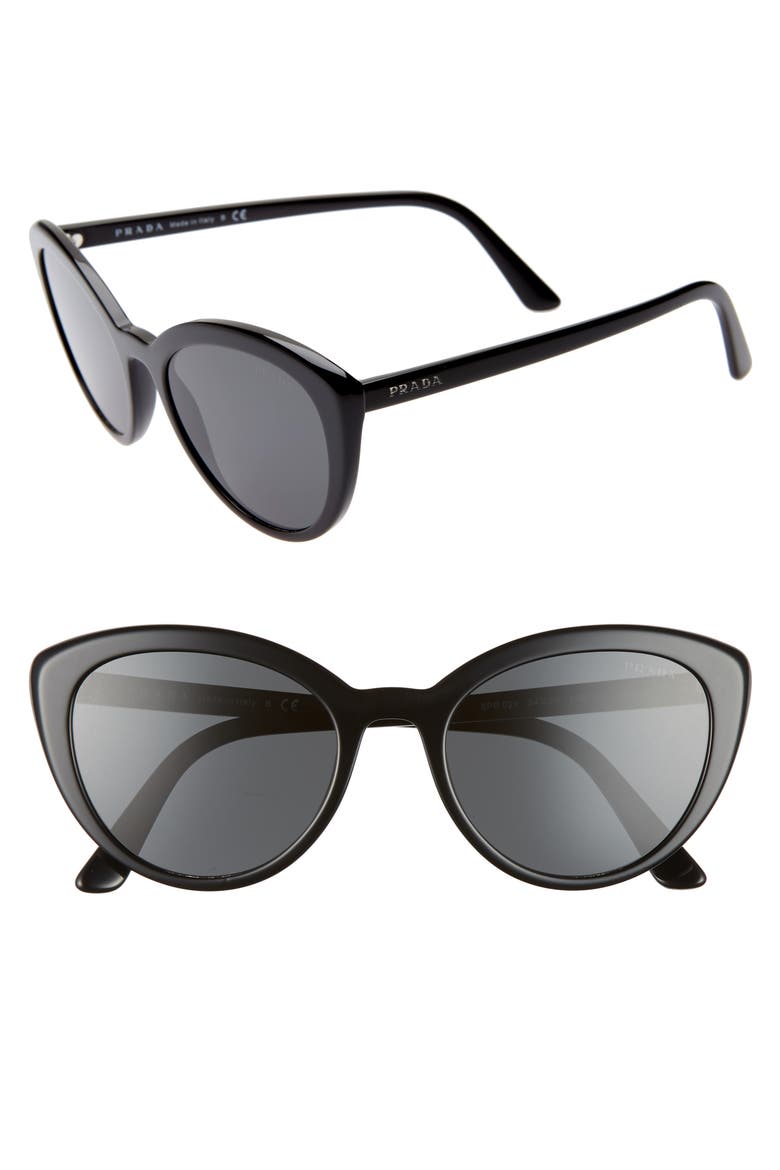 54mm Cat Eye Sunglasses, Alternate, color, BLACK