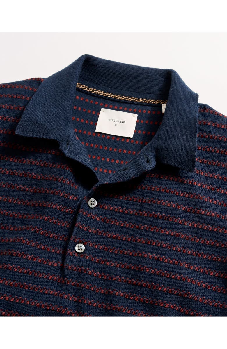 Billy Reid Texture Stripe Polo Sweater, Alternate, color, Carbon Blue
