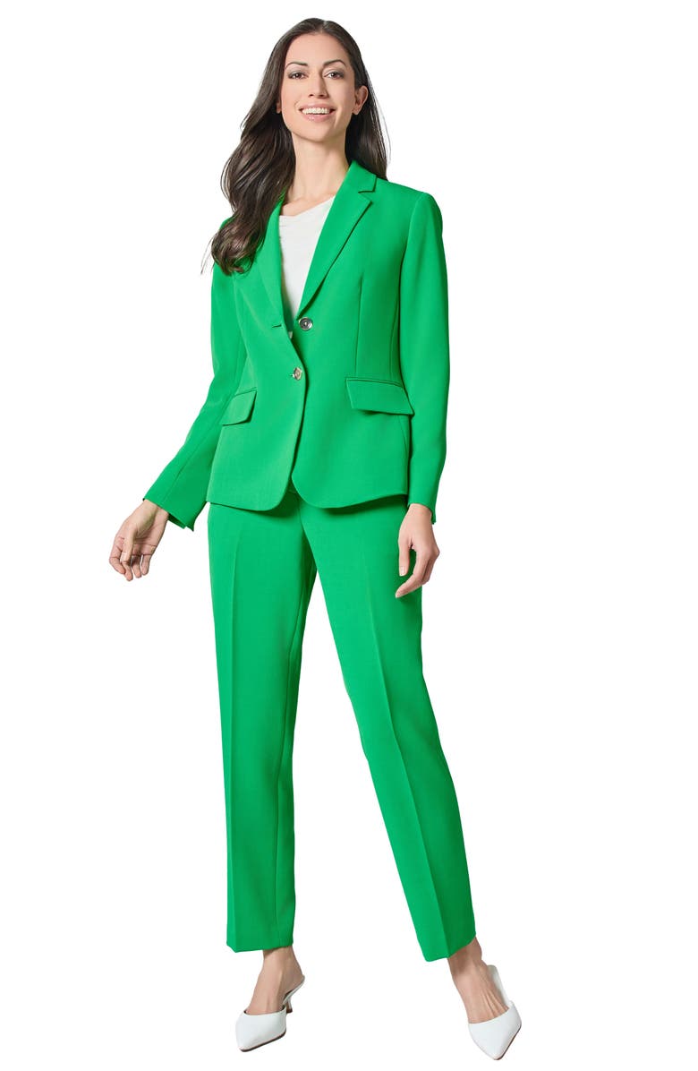 KASPER Notch Collar Stretch Crepe Two-Button Blazer, Alternate, color, Apple Green