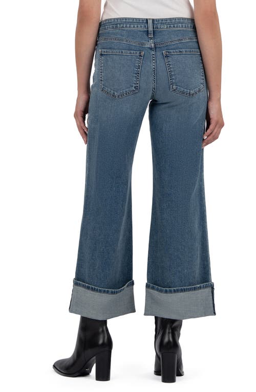 Kut From The Kloth Meg Cuffed Mid Rise Wide Leg Jeans In Blue