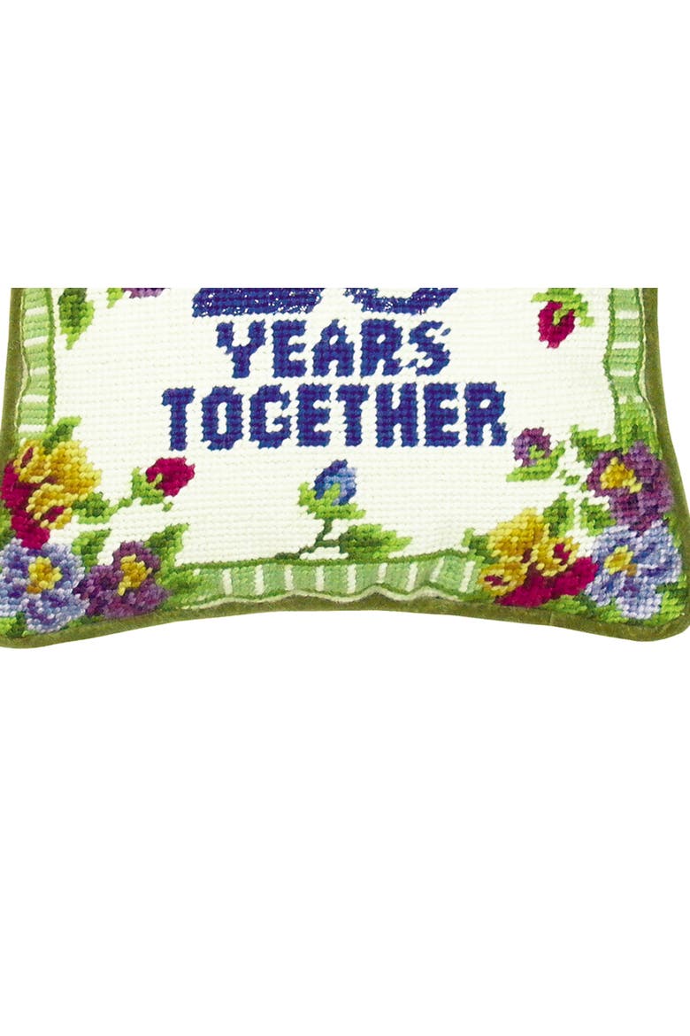 25 Years Together Needlepoint Mini Accent Pillow, Alternate, color, Green