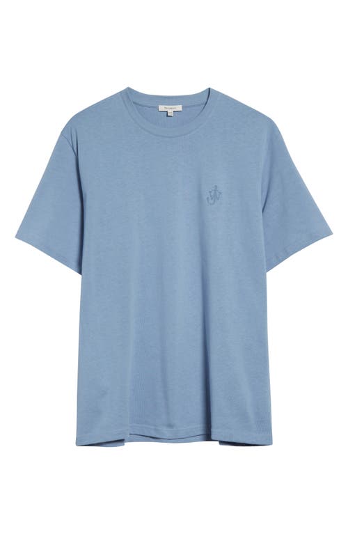 Jw Anderson Anchor Logo Embroidered Cotton T-shirt In Blue