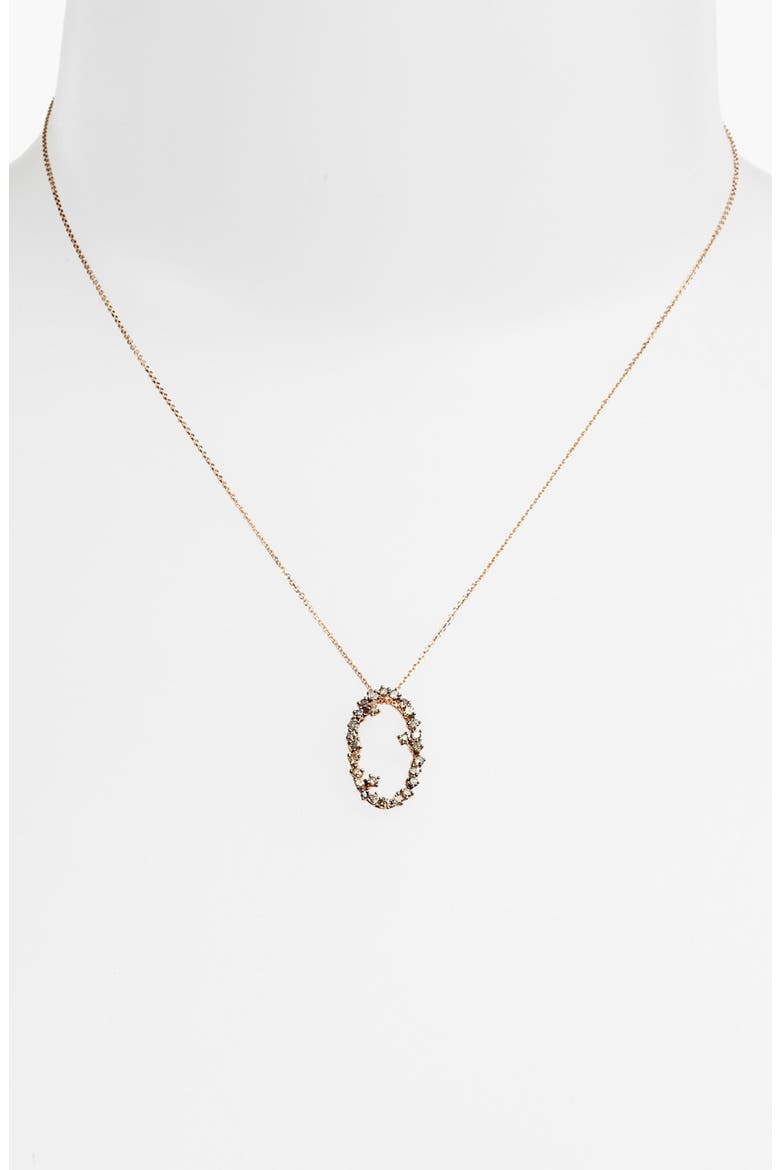 KALAN by Suzanne Kalan 'Starburst' Oval Drop Pendant Necklace, Alternate, color, ROSE GOLD/ CHAMPAGNE DIAMOND