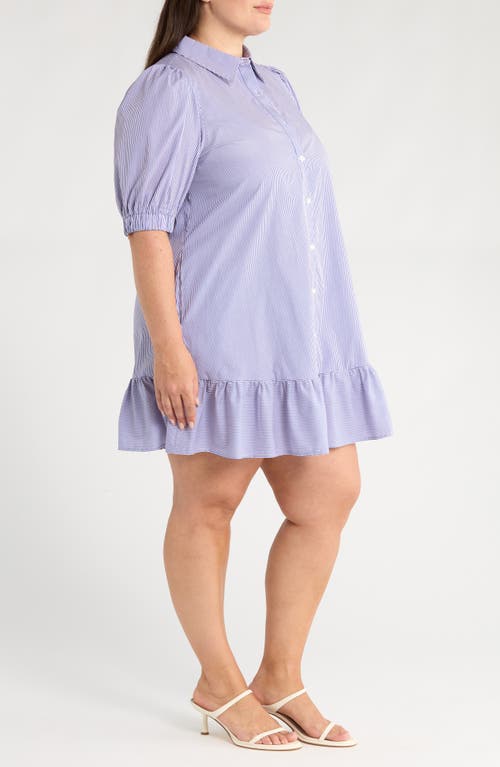 Sugarlips Fannie Striped Levy Button Down Shift Dress In Blue In Multi